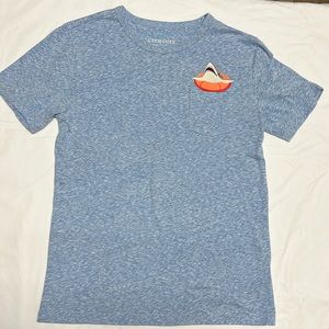 Boys blue shark shirt, size large.
